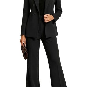 Agenlulu Women's 2 Piece Suits Business Casual Outfits Long Sleeve Solid Blazer Pantsuits Professional Office Work Sets