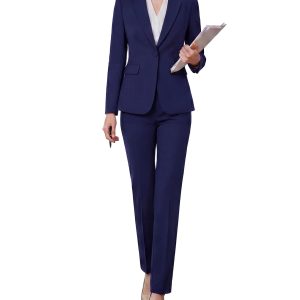 Women's Two Piece Pants Suits - Wrinkle-Free High End Business Formal Casual Blazer Set - Professional Work Outfit