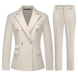 Women's Double Breasted Suiting Pantsuits for Women | 2 Piece Blazer Set, Business Suit, Work Casual Jacket Outfits