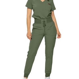 Monarch Uniforms Slim Fit Stretchy Scrubs Women's Jogger Scrub Set Slim Jogger Scrubs with Tuck-In Top for Women