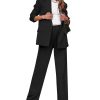 luvamia 2 Piece Outfits for Women Dressy Long Blazer Jackets High Waisted Wide Leg Pants Suits Set Business Casual Office