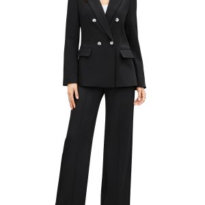 Women's 2 Piece Business Casual Outfits Double Breasted Suits | Long Sleeve Jacket Blazer, Wide Leg Pantsuits Dressy, Work Office Outfits, with Pockets