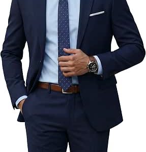 男式 2 件套带领带,单扣修身纯色夹克和裤子套装,适合男士舞会派对婚礼和商务穿着