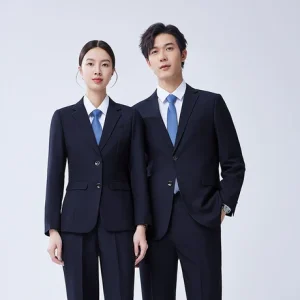 男女同款职业套装藏蓝色西装抗皱免烫工作服销售商务单位正装西服