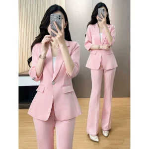 七分袖职业西装套装女夏季新款职场气质小个子通勤工作服西服外套