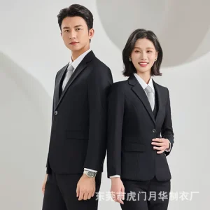 高级感藏蓝色免烫职业西装套装男女同款正装外套银行商务工作服